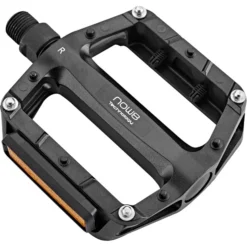 Now8 Pédales Trekking & Ville CS E-Touring ETS Pédales Plates Polyamide-6 CroMo 8 Picots Avec Réflecteur, Noir
